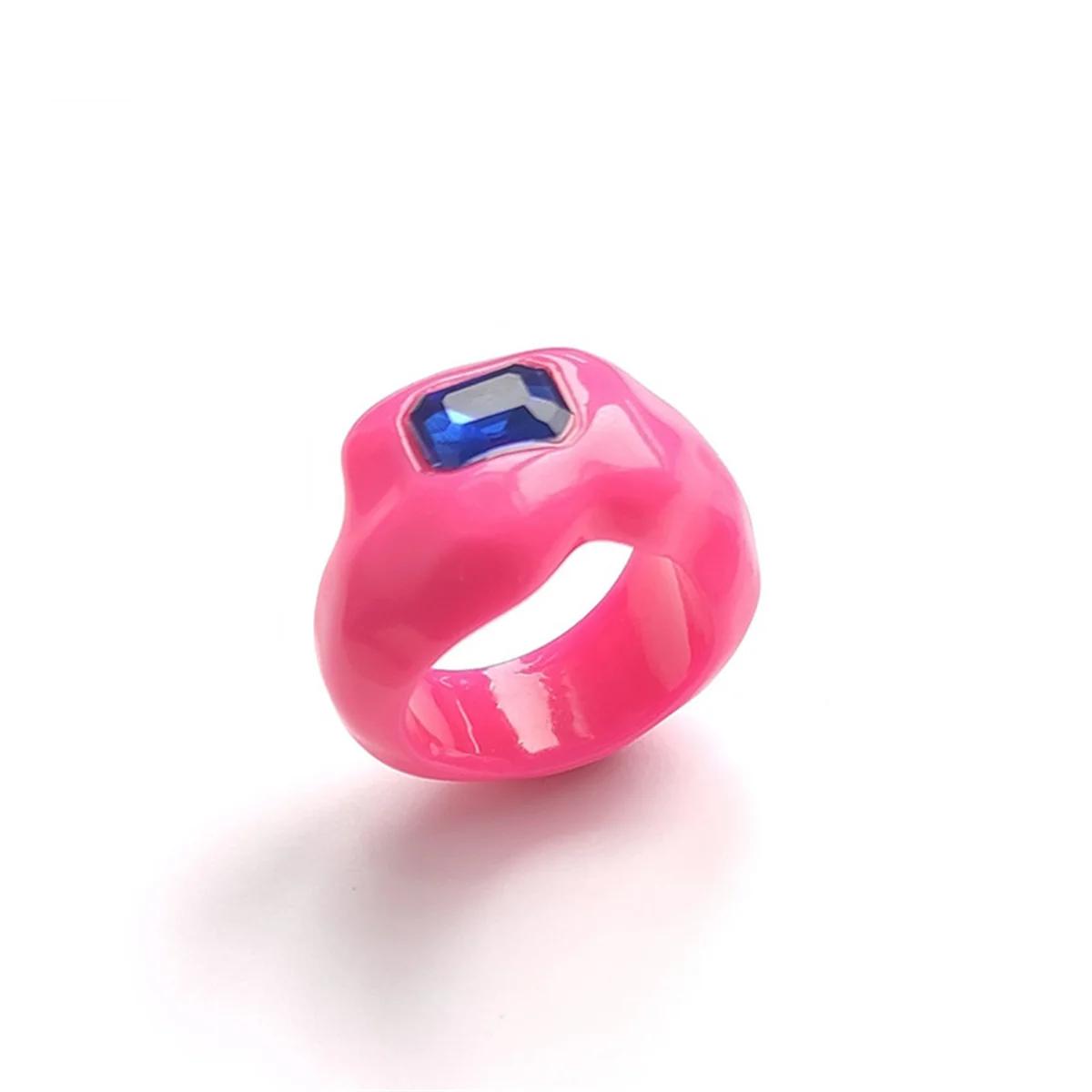 

Aesthetic Candy Fun Resin Acrylic Imitated Crystal Geometric Round Classic Open Ring Fashion Irregular Rings Women Men Jewelry