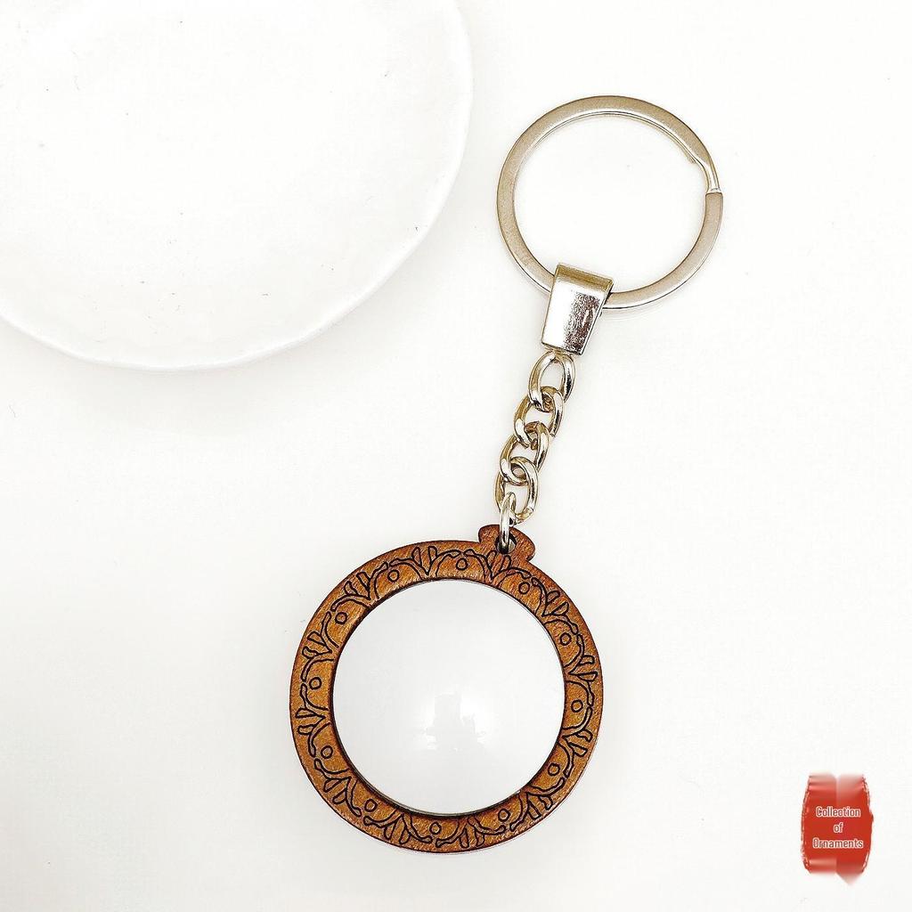 DIY Wooden Lace Base Keyring with Embroidery Kit & Snap Button