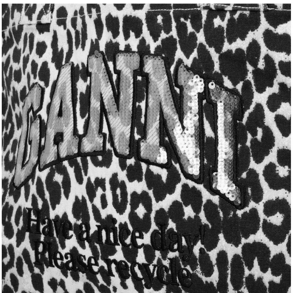 Ganni Leopard Print Medium Shopper Tote B2110040 018