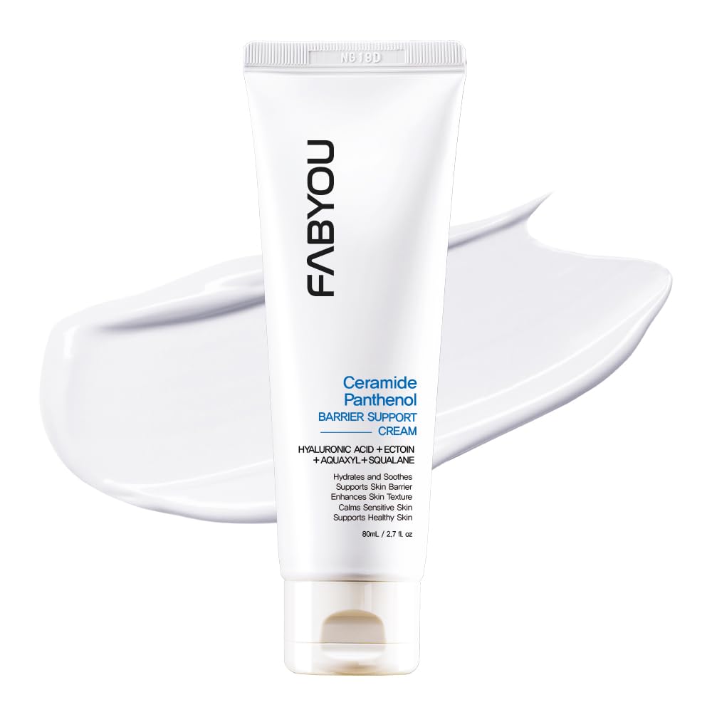 

FABYOU Ceramide Panthenol Barrier Support Cream 80ml - Hypoallergenic, Highly Moisturizing, Hyaluronic Acid, Squalane, Suitable for Sensitive Skin,