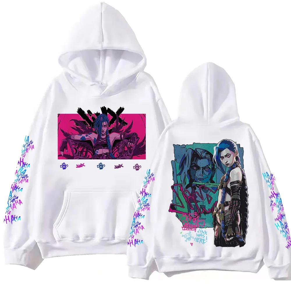 Sweat à capuche Jinx Arcane Anime Harajuku Hip Hop Pull Hauts Sweatshirt Musique Populaire Cadeau pour Fans