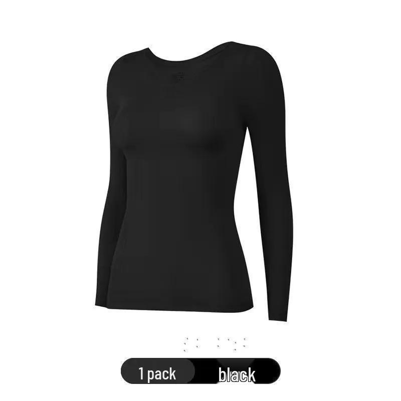 Women's Hyaluronic Acid Skin-Enhancing Thermal Underwear Set: Long Sleeve Top & Long Pants, Round Neck, High Elasticity, Warm Autumn Wear.