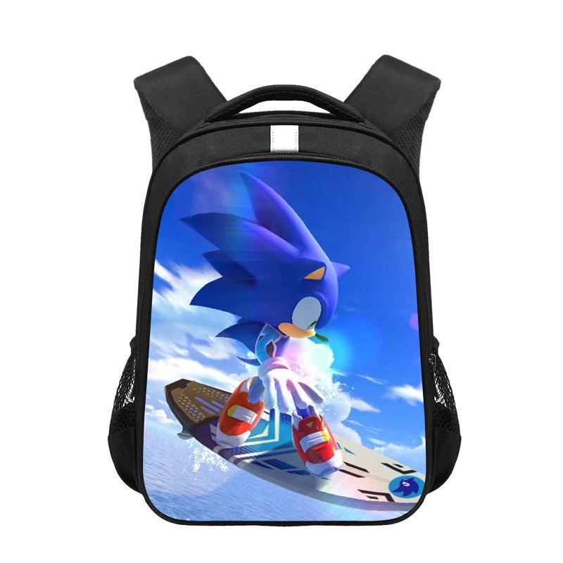 Sonic Cartoon Kids Backpack Durable Polyester Material 20-35l Capacity Zipper Closure Cushioned Shoulder Straps 44*30.5*16cm