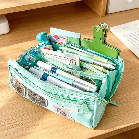 Federmäppchen Wasserdicht Große Kapazität Stifttasche Leinwand Schreibwaren Tasche Mehrere Fächer Reißverschluss Organizer für Schulkinder Mädchen