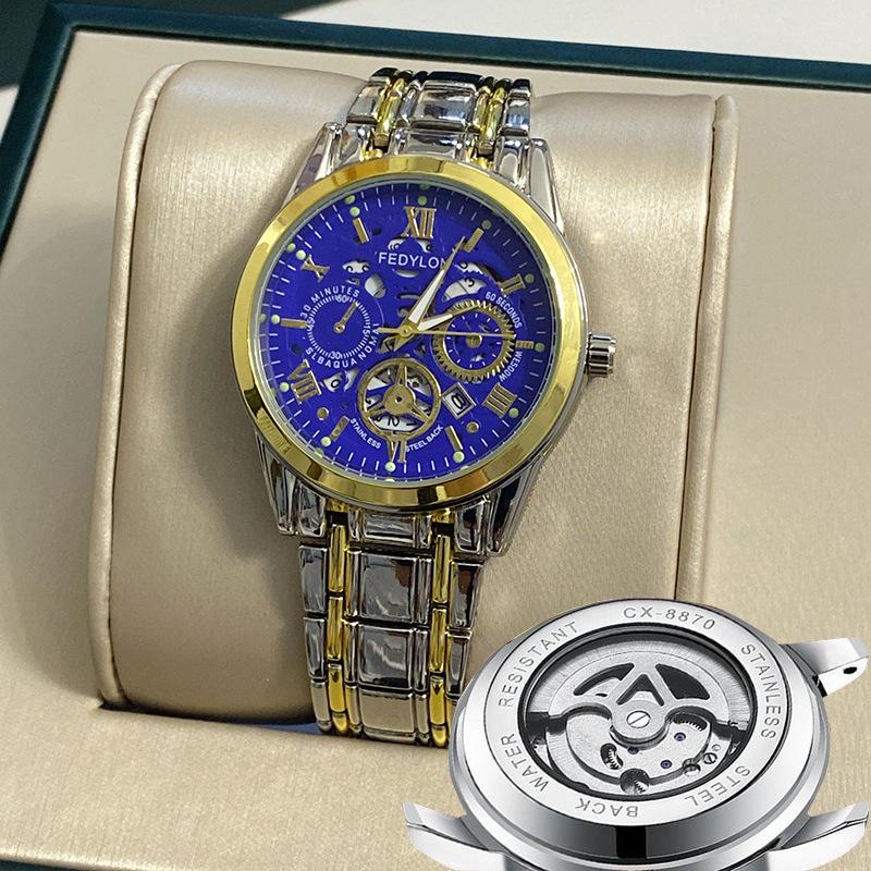 Ceas mecanic Tourbillon complet automat, nemecanic, ceas bărbătesc, impermeabil, luminos, curea din oțel, ceas bărbătesc