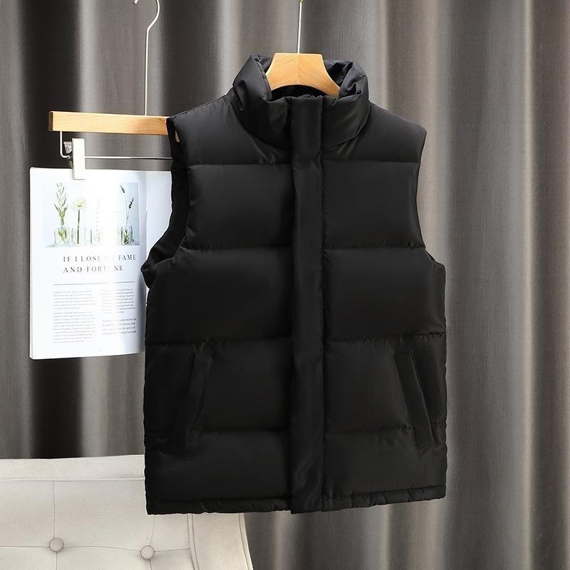 Gilet di Cotone Piumino da Uomo Autunno e Inverno Giacca Plus Velluto Ispessito Gilet Tinta Unita Collo Alto