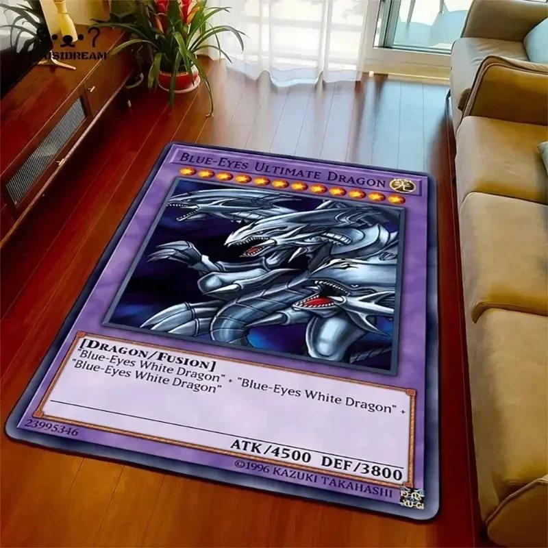 Yu-Gi-Oh Blauer Weißer Drache Anime Rutschfester Teppich Cartoon Bodenmatte für Wohnzimmer Schlafzimmer Dekorativer Bereichsteppich Perfektes Geschenk