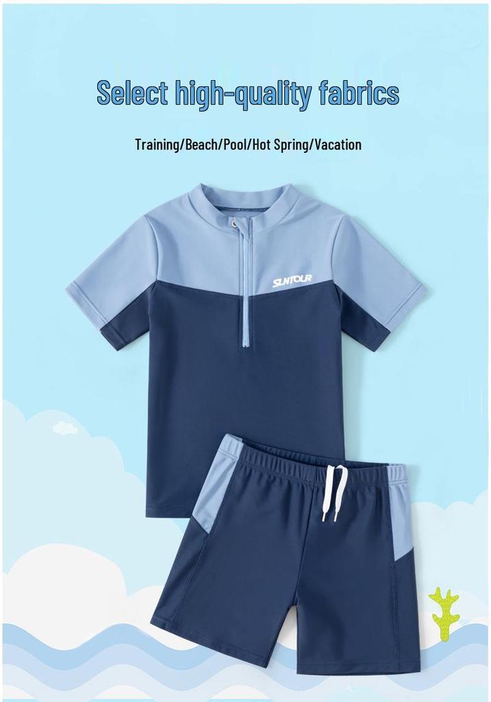 Boys' Quick-Dry Sun Protection Swimwear - Split Style for Older Kids and Teens