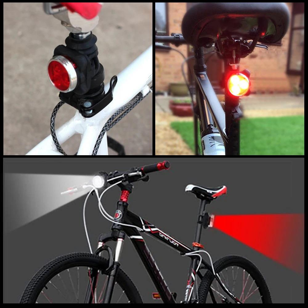 Far de bicicletă 3LED Lampă spată Lumini de noapte pentru bicicletă în aer liber, reîncărcabilă prin usb