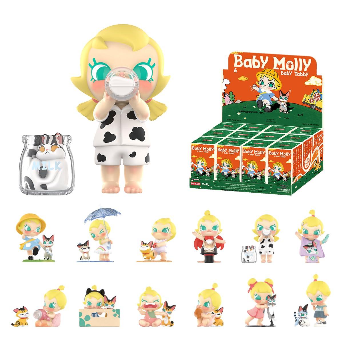 

POP MART Baby Molly Baby Tabby Series Box of Pop Mart Gachapon Blind Box Plastic Premium PVC Soft Original Birthday Gifts & [Assorted 12] Figures,
