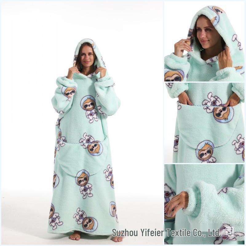 2023 Hooded Oversized Flannel Blanket Clothing for Men & Women – Extended Length for Warmth