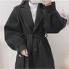 Turndown Collar Trench Women Coat Windbreaker Fitted Clothes Femme Loose Cloak Woolen Single-breasted Coat Outwear