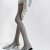 Womens Nylon Sheer Pantyhose Lace Detailing Slimming Pantyhose Solid Color Hollowout Geometric Pattern Stockings Hosiery