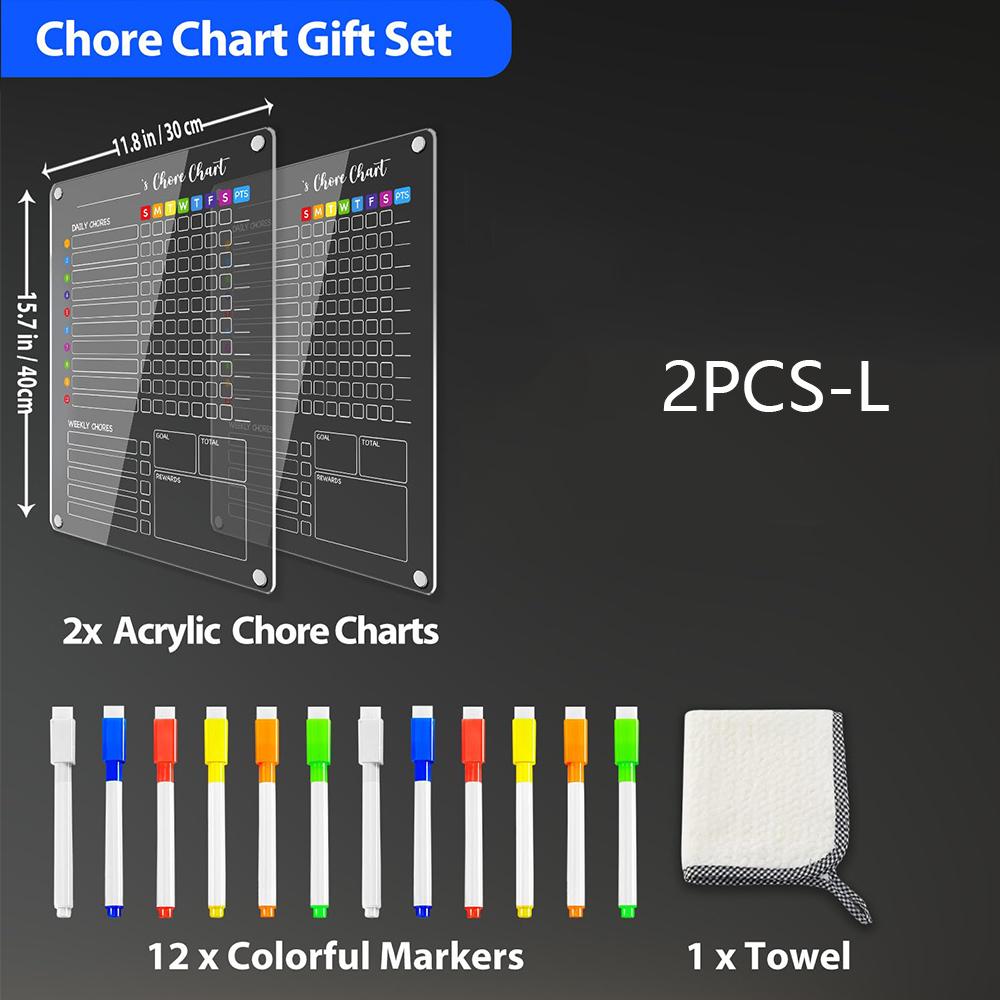 Acrylic Magnetic Weekly Kitchen Chart Chores Checklist for Teens Adult Family Multiple Kids Reusable Meal Planner 6 Markers