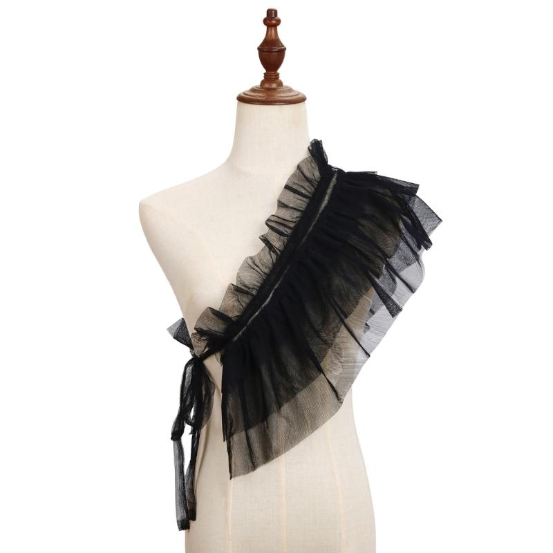 Women Ruffled Mesh False Collar Shrug Japanese Anime Girls Shoulder Wrap Shawl Vintage Capelet Halloween Props Costume