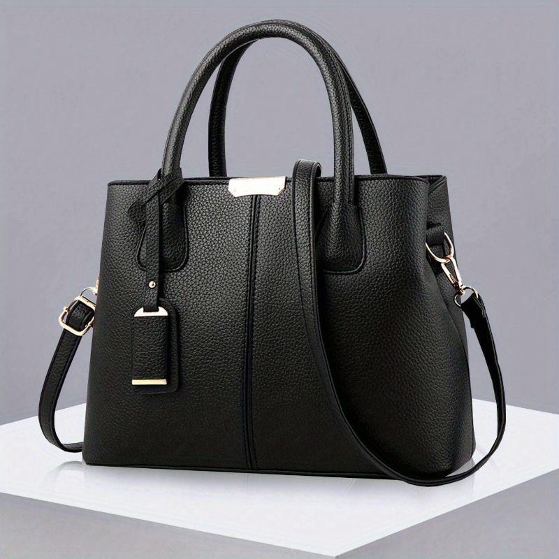 

Women Solid Color Handbag & Wallet Set, with PU Leather & Bow Pendant, Zipper Closure, Great Mother s Day/Valentine s Day Gift