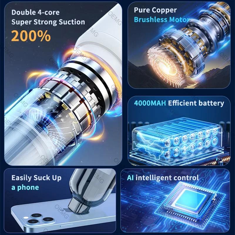 Car Vacuum Cleaner 135000PA Portable Wireless Mini Handheld Cleaner Powerful Cleaning Machine for Strong Suction Car Cleaner