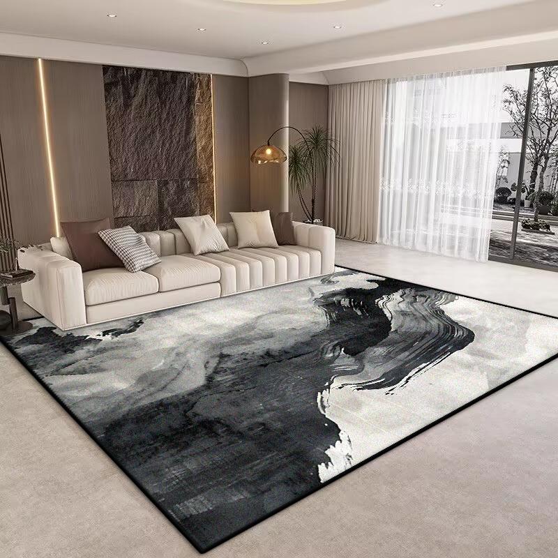 Nordic Livng Room Carpet Home Decoration Abstract Black Rug Bedroom Decor Area Rugs Washable Non-slip Dining Room Floor Mat