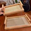 1PC Eco-Friendly Minimalist Tableware Handled Tray Natural Bamboo Serving Tray Modern Kitchen Tray Home Decor