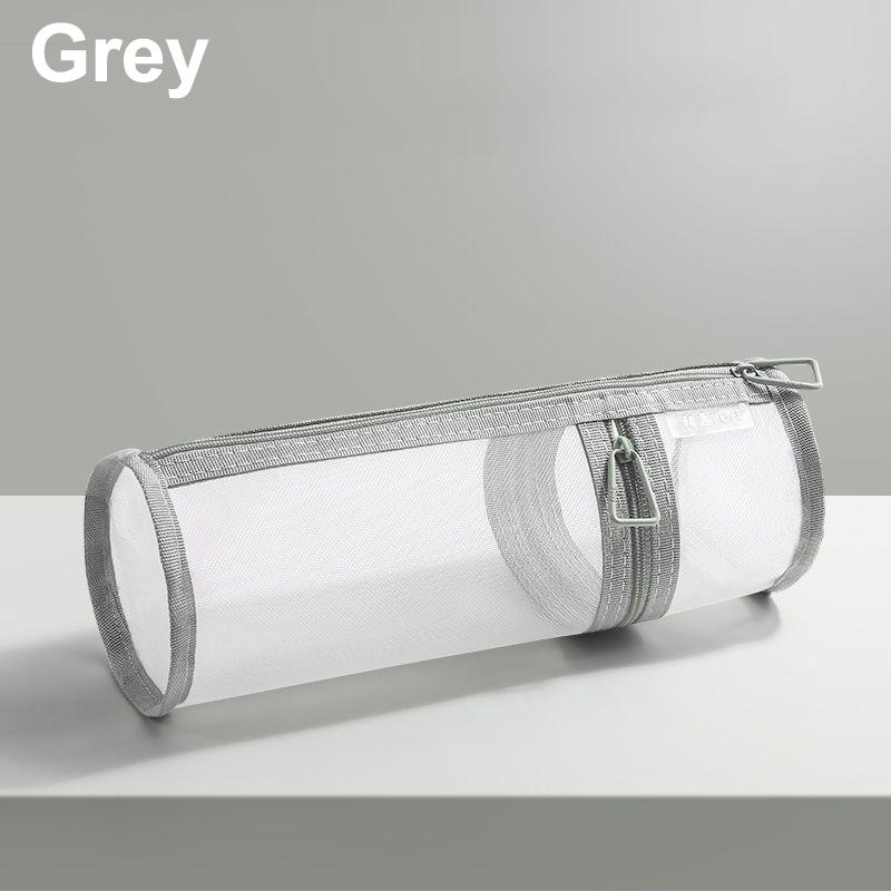 

Mesh Round Cosmetic Storage Transparent Bag Large Capacity Makeup Brush Organizer Pouch Travel Cosmetics Case For Brushes Tools серый