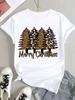 (Asian Size) Style Cute Tee Top Print Christmas New Year Clothing T Shirt Women Fashion Festival  Female Woman Short Sleeve Graphic T-shirts