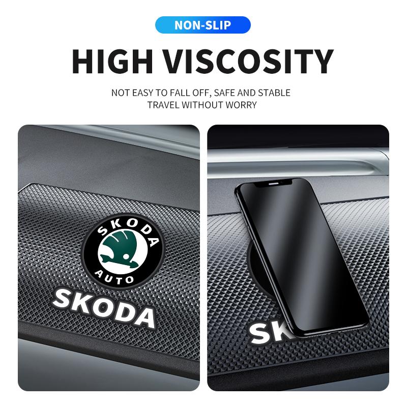 FSNK8 Car Non Slip Mat Sticky Anti Slip PVC Pads Accessories For Skoda Octavia Superb Rapid Kodiaq Karoq Fabia Kamiq Enyaq Vision RS Y 6r