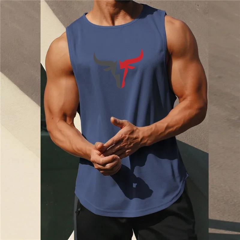 Pánské fitness tílko bez rukávů, rychleschnoucí vesta ze síťoviny