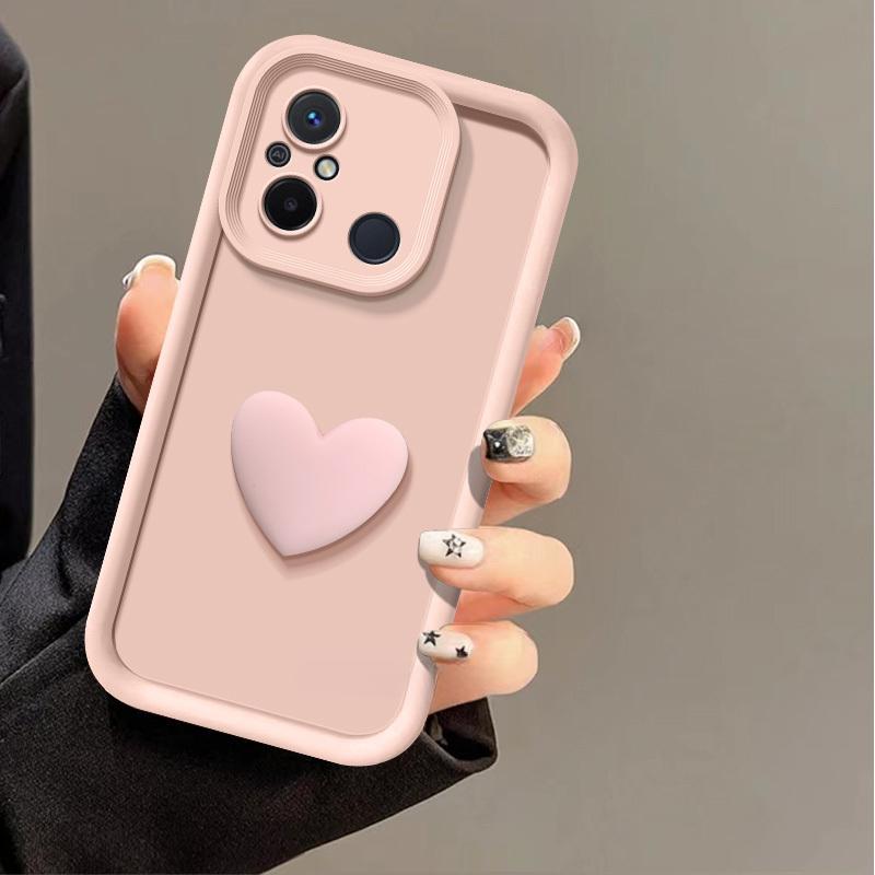 Custodia Protettiva in Silicone a Forma di Cuore per Obiettivo Fotocamera per Xiaomi Redmi 13C 12 12C 10 10C 10A 9 9A 9C Cover per Telefono