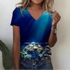 Women's Summer Beach T-shirt V-neck Top