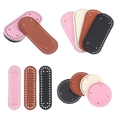 PU Leather Bag Accessories Long Bottom for Knitted Bag Handmade Bottom With 52 Holes DIY Crochet Bag Bottom