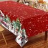 Rectangular Christmas Tablecloth Christmas Trees Buffalo Plaid Red Washable Table Cover Waterproof