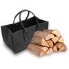 Firewood Log Carrier Tote Bag, HomeYoo Felt Foldable Firewood Holder Basket, Large Capacity Fireplace Wood Stove Accessories with Handle (Grey)