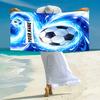 1PC Custom Name Soccer Ball Blue Swirls Beach Towel Highly Absorbent And Sand-Resistant Towel for Swimming, Pool, Yoga, And Travel Lightweight