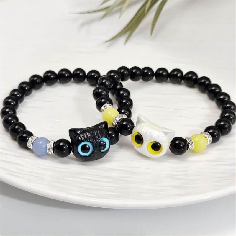 Lovely Bracelet Resin Luminous Bead Bracelet Comfortable Cat Hand Chain Great for Everyday Life and Dating