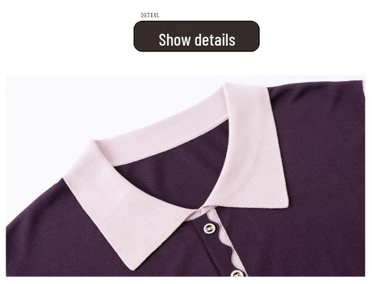 Spring-Autumn Mid-Sleeve Knit Top for Women - Loose Fit, Slimming, Solid Color Lyocell Sweater