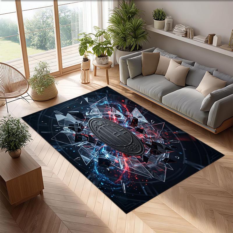 AC Mailand Bedruckter Flanell Teppich Rutschfest Weicher Polyester Boden Teppich Indoor Dekor Matte für Schlafzimmer Wohnzimmer Sofa Spielzimmer Heimdekoration