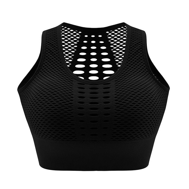 Breathable Mesh Sport Bra with Wide Straps and Stylish Back Design