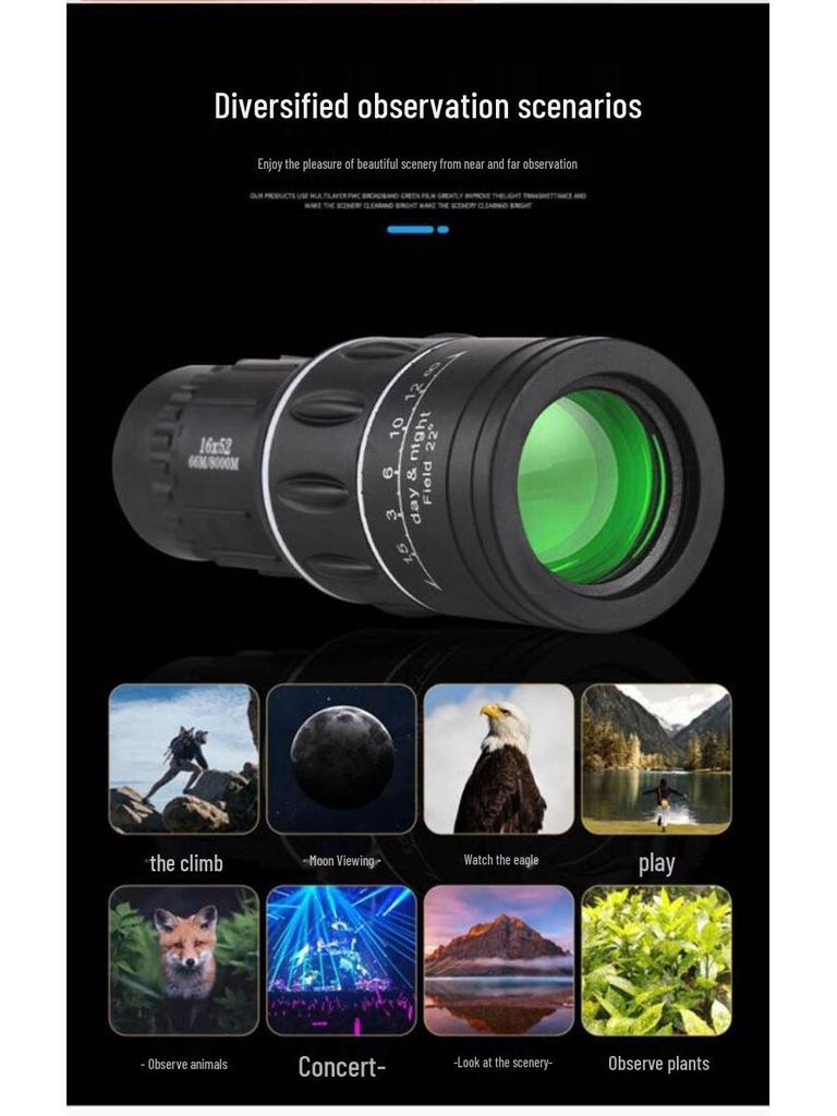 Single Barrel Telescope with HD High Magnification and Low Light Night Vision for Outdoor Concert Mobile Photography