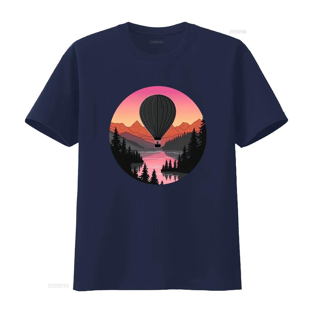 Pretty Flying Hot Air Balloon Cool Sunset Ballooning Lovers T Shirt Vintage Washed Designer Clothes Slightly Breathable