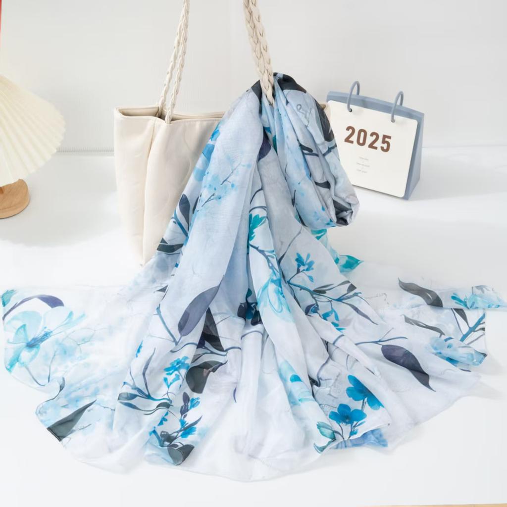 New Silk Scarf Female Fashion Beach Pashmina Bufanda Folral Women Shawl Wraps Bandana Ladies Scarves Large Foulard big Echarpe
