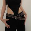 Black Rivet Skinny Waist Belt Set: Women's American Retro Accessory for Dresses and Pants - Sweet and Cool Style.