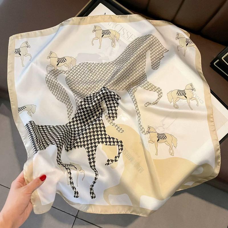 70 simulated silk scarf square scarf women's fashion letter printing small square scarf workplace decoration scarf scarf