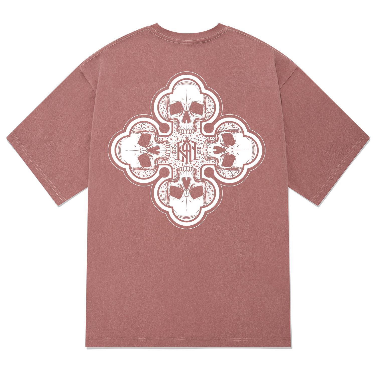 Khan 6312 Ktpp0127 Skull Squad 322 Pigment Short Sleeve T-Shirt - Pink Pink/L