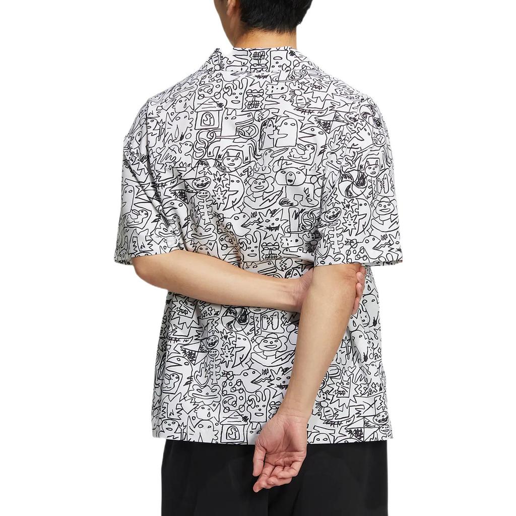 adidas Originals Trefoil SS22 Camicia Casual Stampata a Maniche Corte da Uomo Top Bianco HR6450