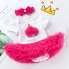 Newborn Baby Girl Birthday Outfit: Short-Sleeved Two-Piece Romper Dress