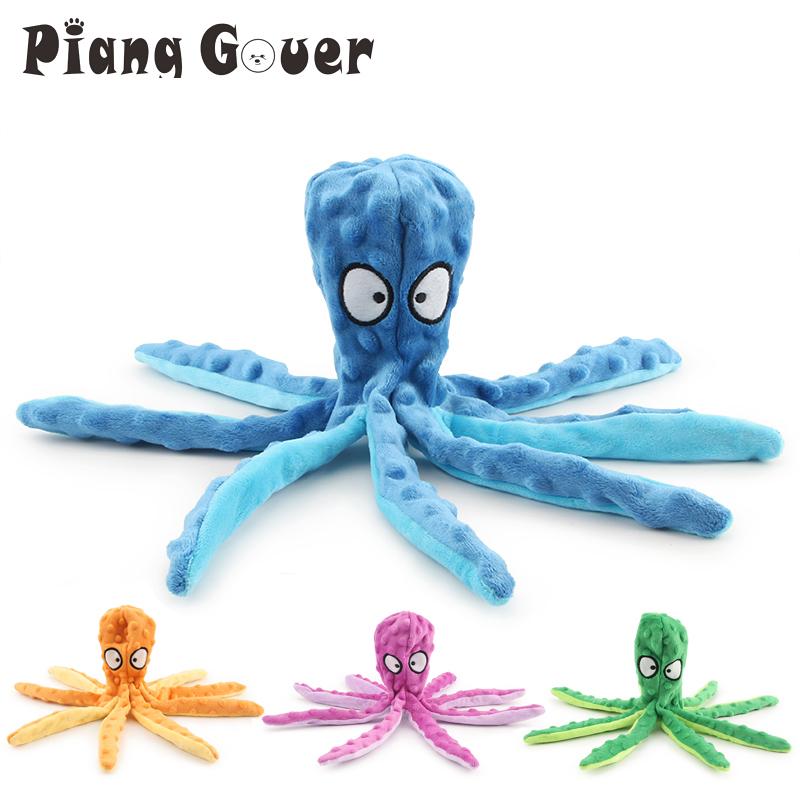 Plush Squeaky Dog Toy Cartoon Octopus Orange Puppy Pet Toy Colorful Squid Pet Supplies