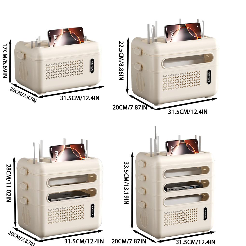 Home WiFi Router Storage Box Multi Functional Storage Rack Plug In Board Charging Cable Sorting Box Large Capacity Storage Box