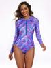 Women's Long Sleeve Triangle Print Sun Protection Swimsuit