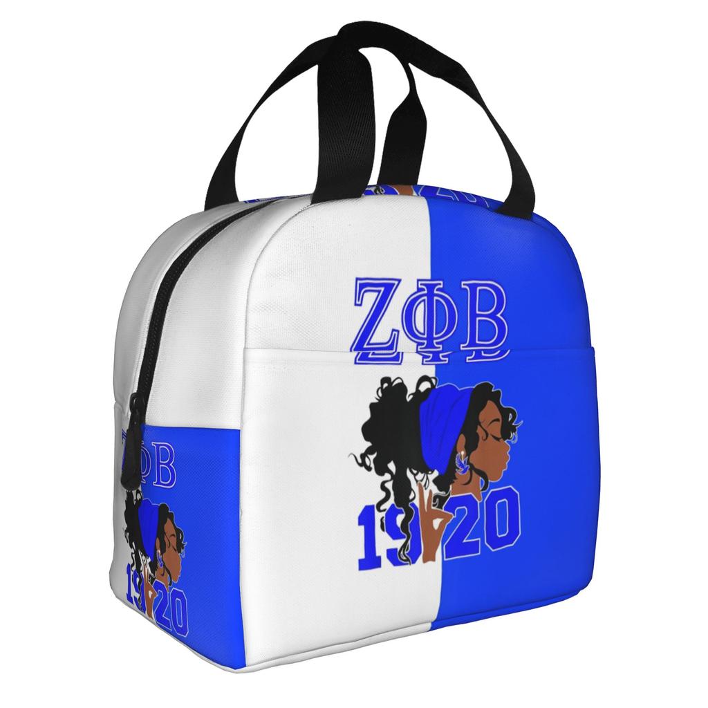 Zeta Phi Beta ZOB Sorority Insulated Lunch Bags for Outdoor Picnic Resuable Cooler Thermal Lunch Box Women Men