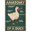 Knowledge Metal Tin Sign Anatomy Of A Duck Retro Poster Restaurant Cafe Living Room Kitchen Bathroom Home Duck Wall Art Decoration Plaque Gift 8x12